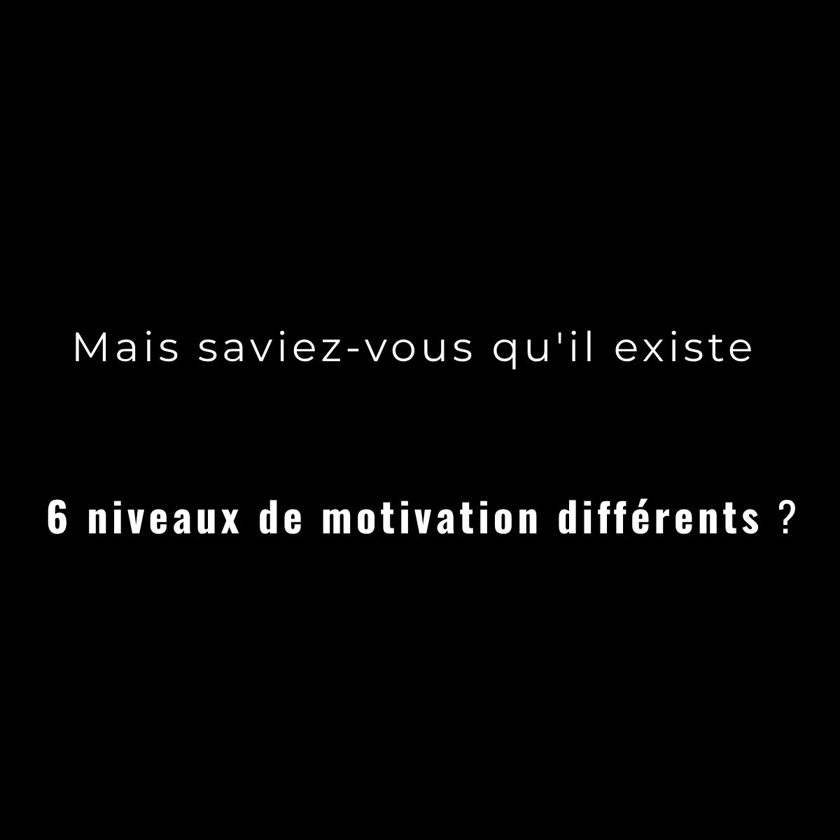 Mais saviez-vous qu'il existe 6 niveaux de motivation différents ?